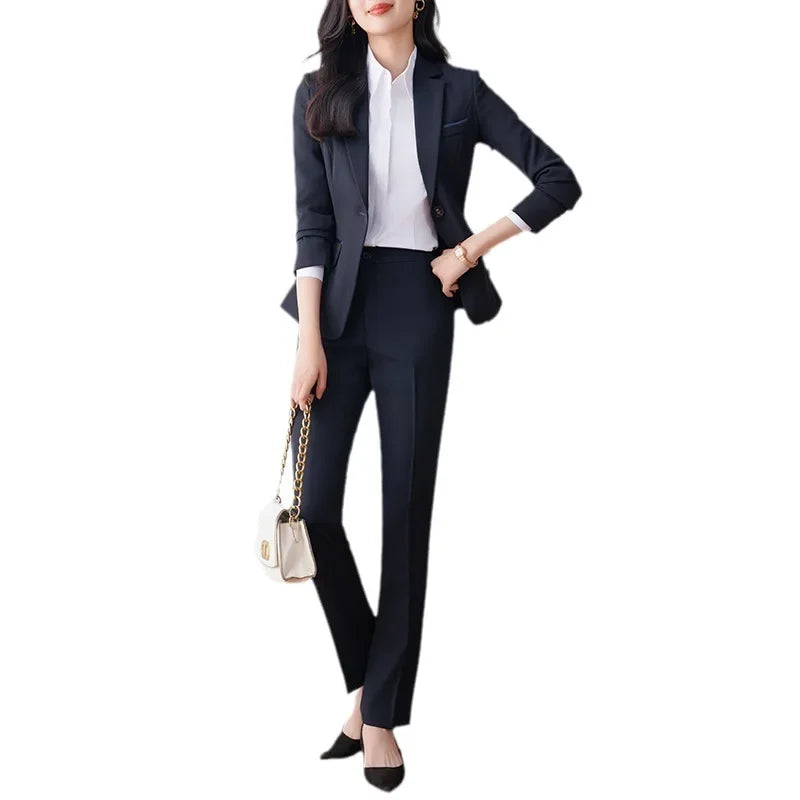 Elegant Western-Style Black Suit Jacket For Women Fashionable Professional Workwear Ideal For Interviews And Office Settings