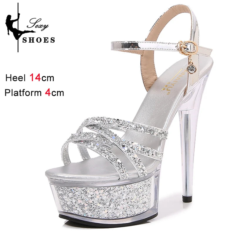 Ladies High Heels Sandals New Arrival 2024 Summer Sexy Stiletto Platform Narrow Band Women Sandals Buckle Strap Nightclub Shoes