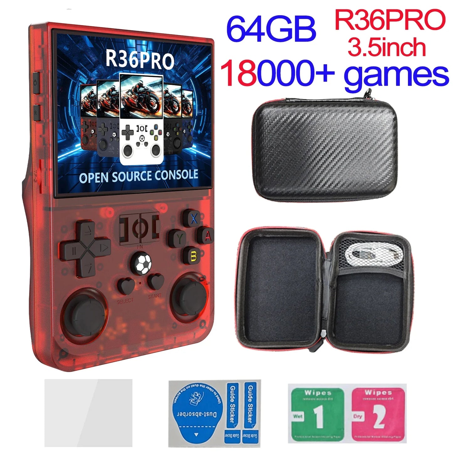 R36MAX Game Console 64GB 128GB 18000+GAMES Linux System 4.0inch K36 vs R36S 3.5inch Pocket Video Player No Download Required