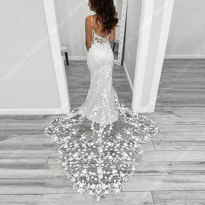 Elegant Sleeveless Women Wedding Dresses For Formal Occasions Bride Gowns Printing Mopping Length Vestidos De Novias Customized