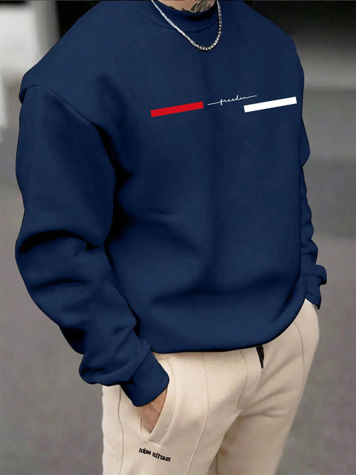 Men's autumn and winter fashionable casual loose freedom letter graphic printed long sleeved round neck sweatshirt