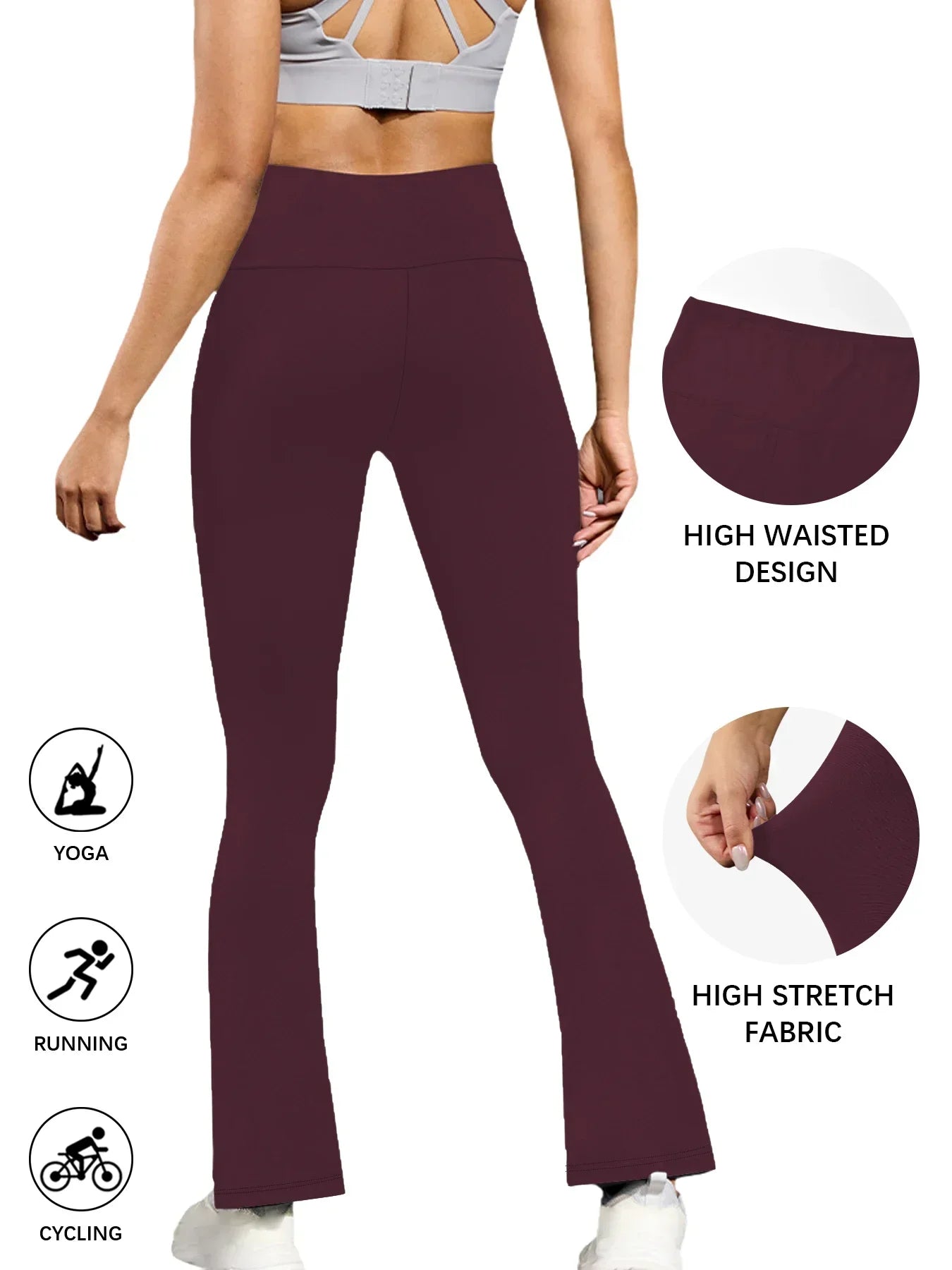 Women's Super Soft Flare Pants High Waisted Tummy Control Workout Yoga Leggings Bell Bottoms