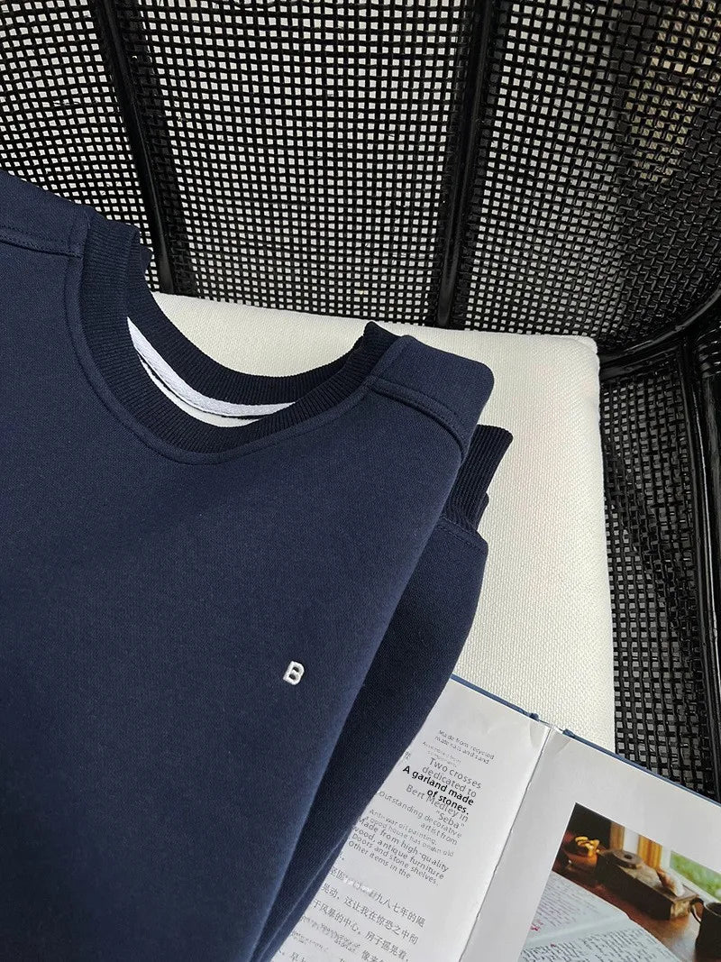 NS Pure Color Lazy Loose BF Hoodie Women's Simple Shape Sweatshirt Long Sleeve Letter Embroidery Top Casual Style Cotton Blend