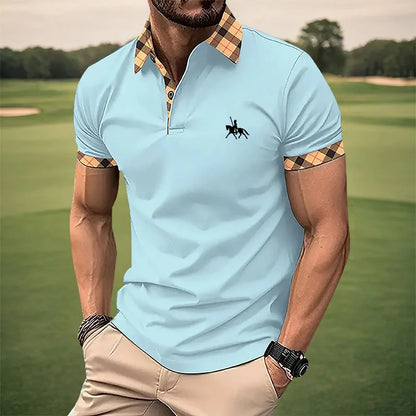 Summer men's short sleeved polo shirt business office lapel shirt Men's sports and casual top European and American plus size