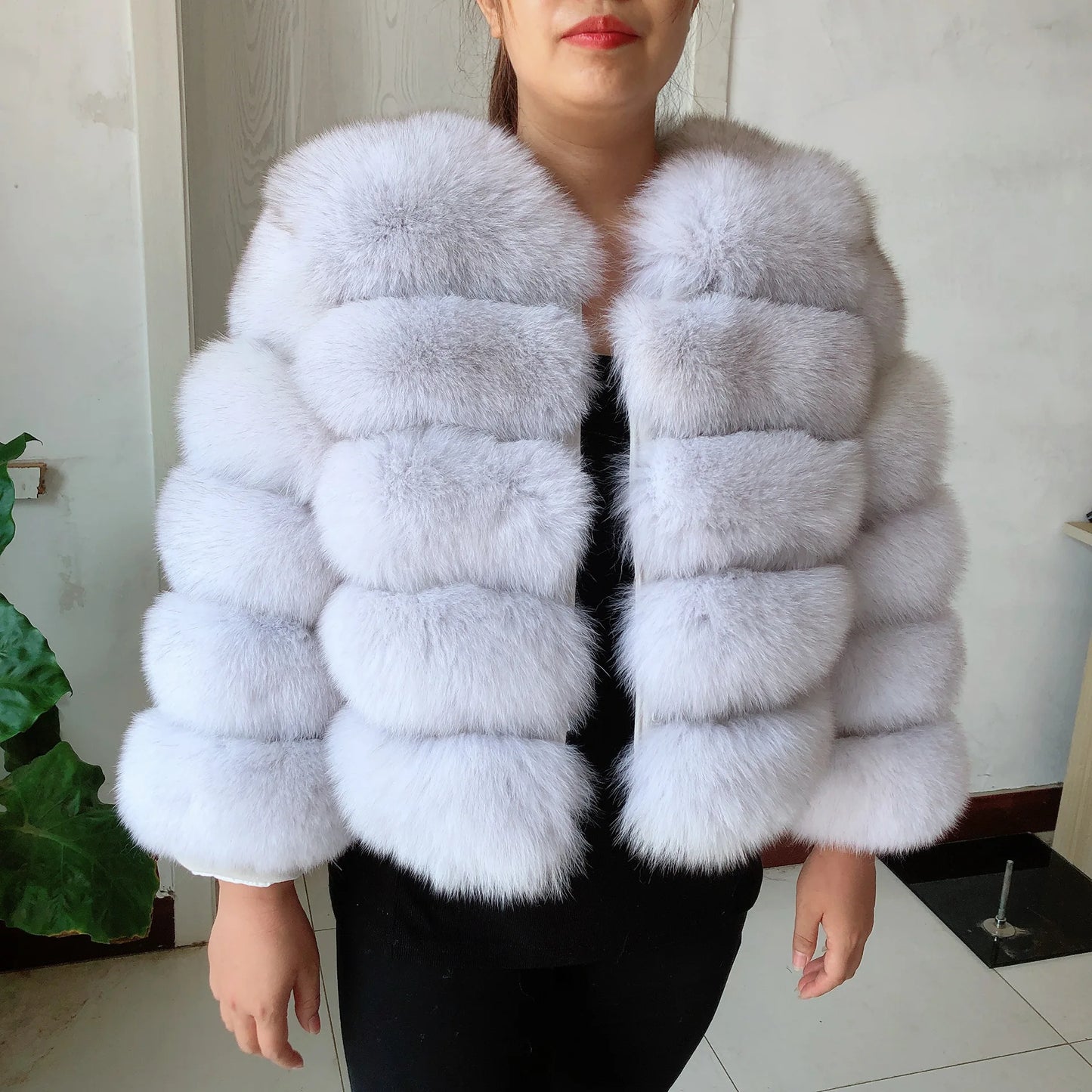 New Real fox fur coat women's winter warm 100% natural fur jacket Short Raccoon fur coat women's  high quality hot sale