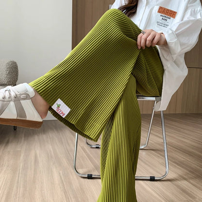 Spring Summer Fashion Pleat Chiffon Maternity Pants Wide Leg Loose Straight Belly Trousers Clothes for Pregnant Women Pregnancy