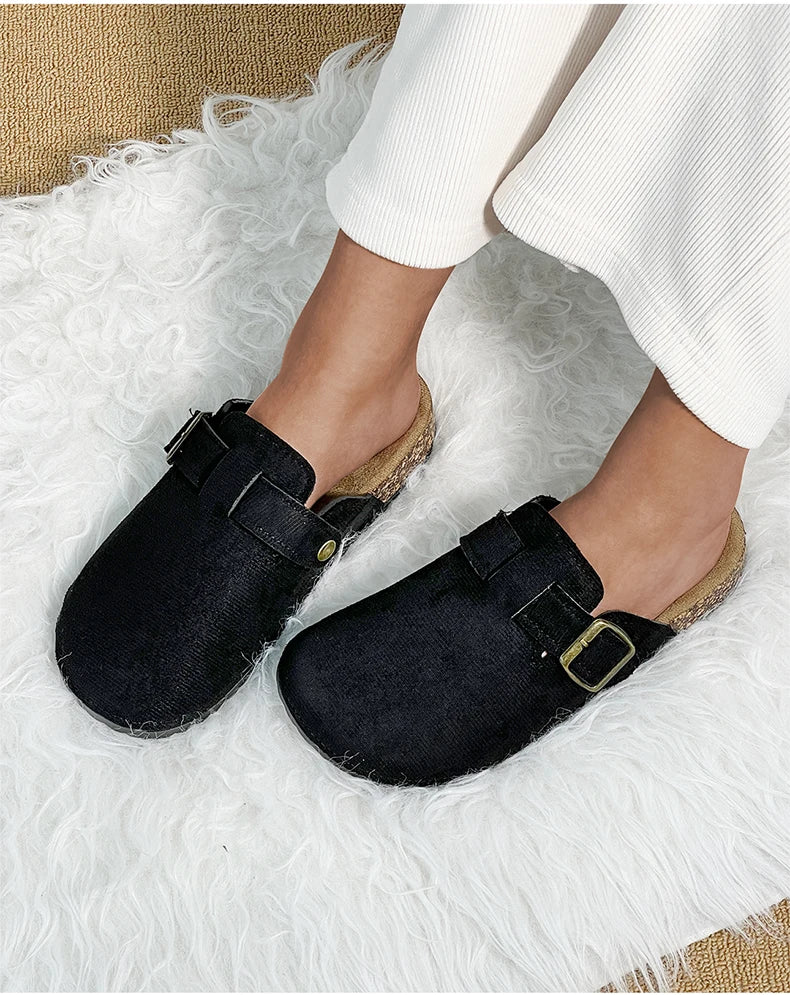 Women's Casual Closed Toe Flip-flops Summer Outdoor Slippers Couple's Flannel Sandals Comfortable Non-slip Wear-resistant Slides