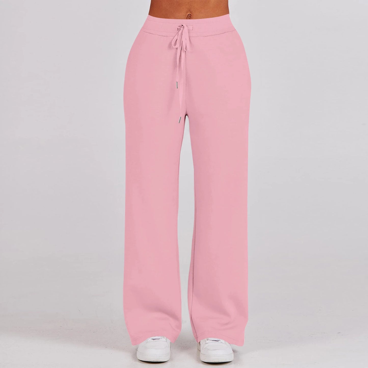 Solid Two-piece set Women Fashion Long Sleeve Zipper Sweater Pullover Tie up Pocket Wide Leg Pant Suit Loose Casual Sport Sets