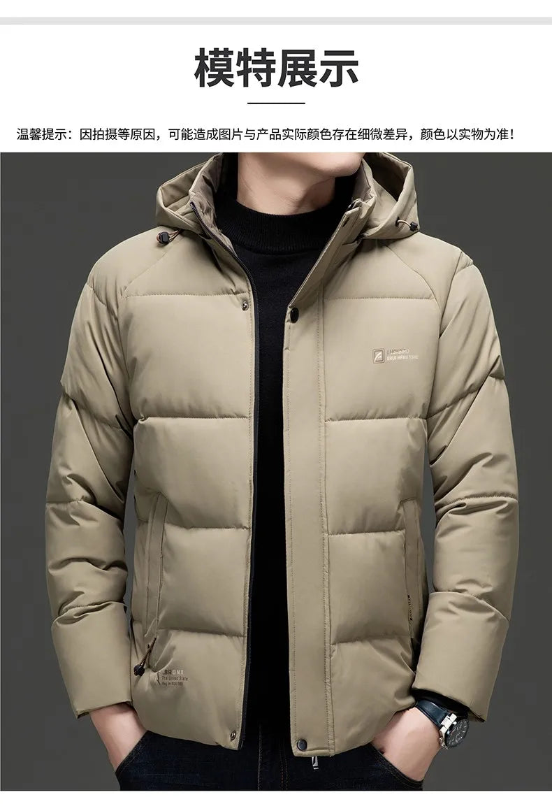 Top Grade Designer New Brand Men Parka Jacket Thick Casual Fashion Hooded Cropped Windbreaker Quilted Bubble Coats  Mens Clothes