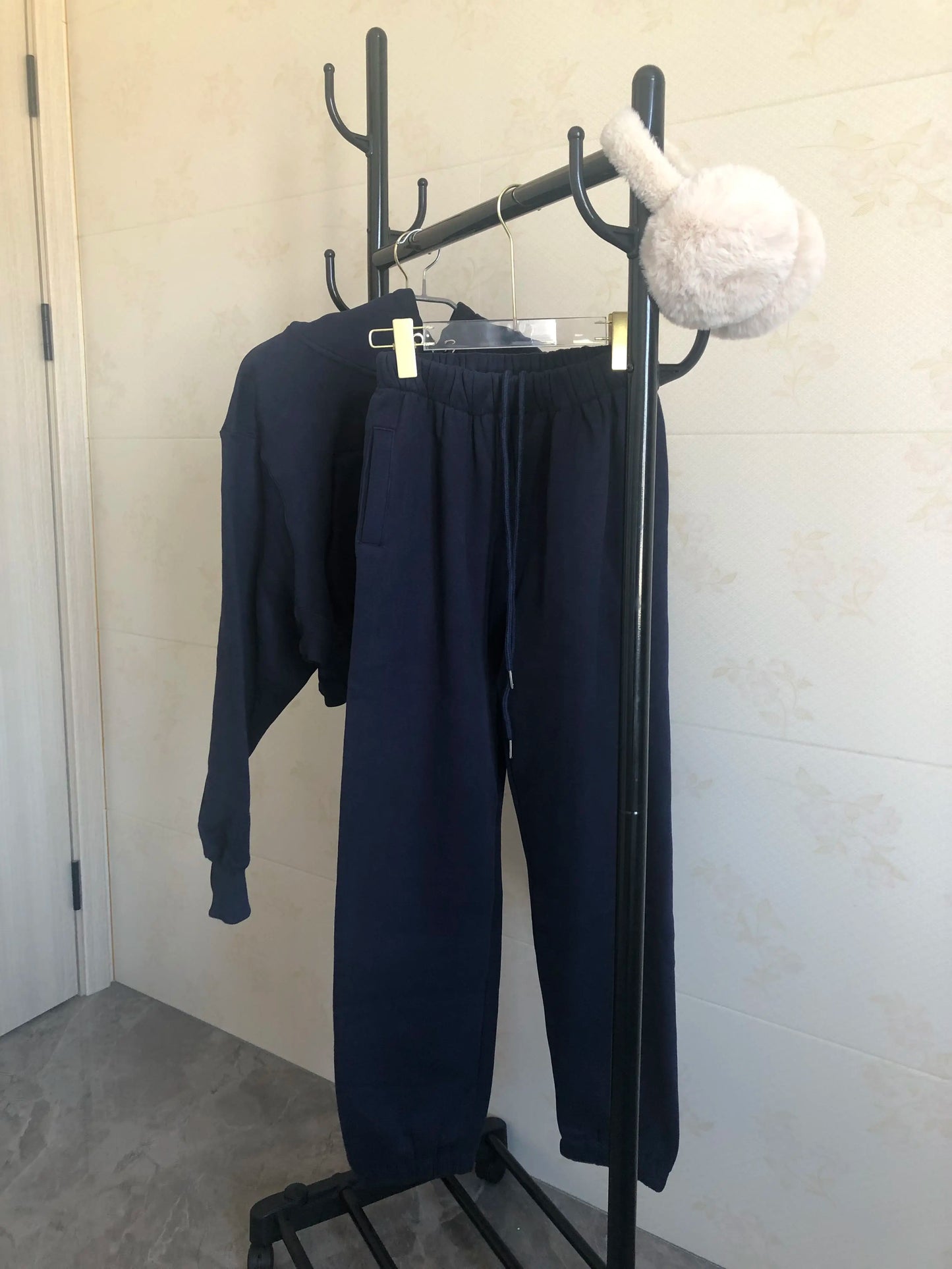 Wholesale Fleece Hoodie with Jogger Pant Sweat Suit Fall Winter 2 Piece Set Tracksuit Women Sports Outfit Two Piece Solid Casual