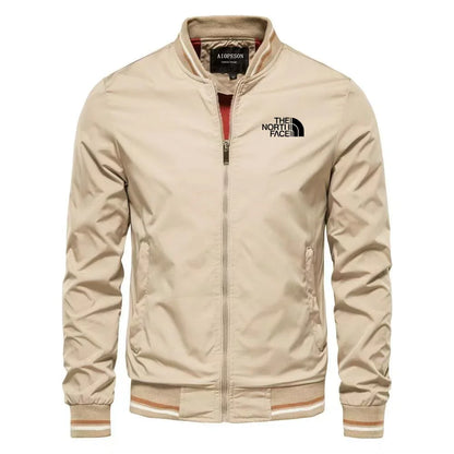 Men's outdoor sports windproof, waterproof and sun-proof hoodless slimming jacket, woven casual multi-functional jacket