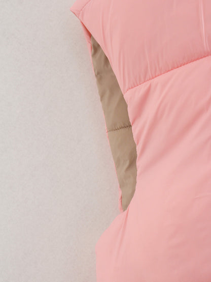 Fall Winter Warm Cropped Vest Jackets for Women Fashion Sleeveless Stand Collar Zip Up Puffer Waistcoat Street Style Outwear