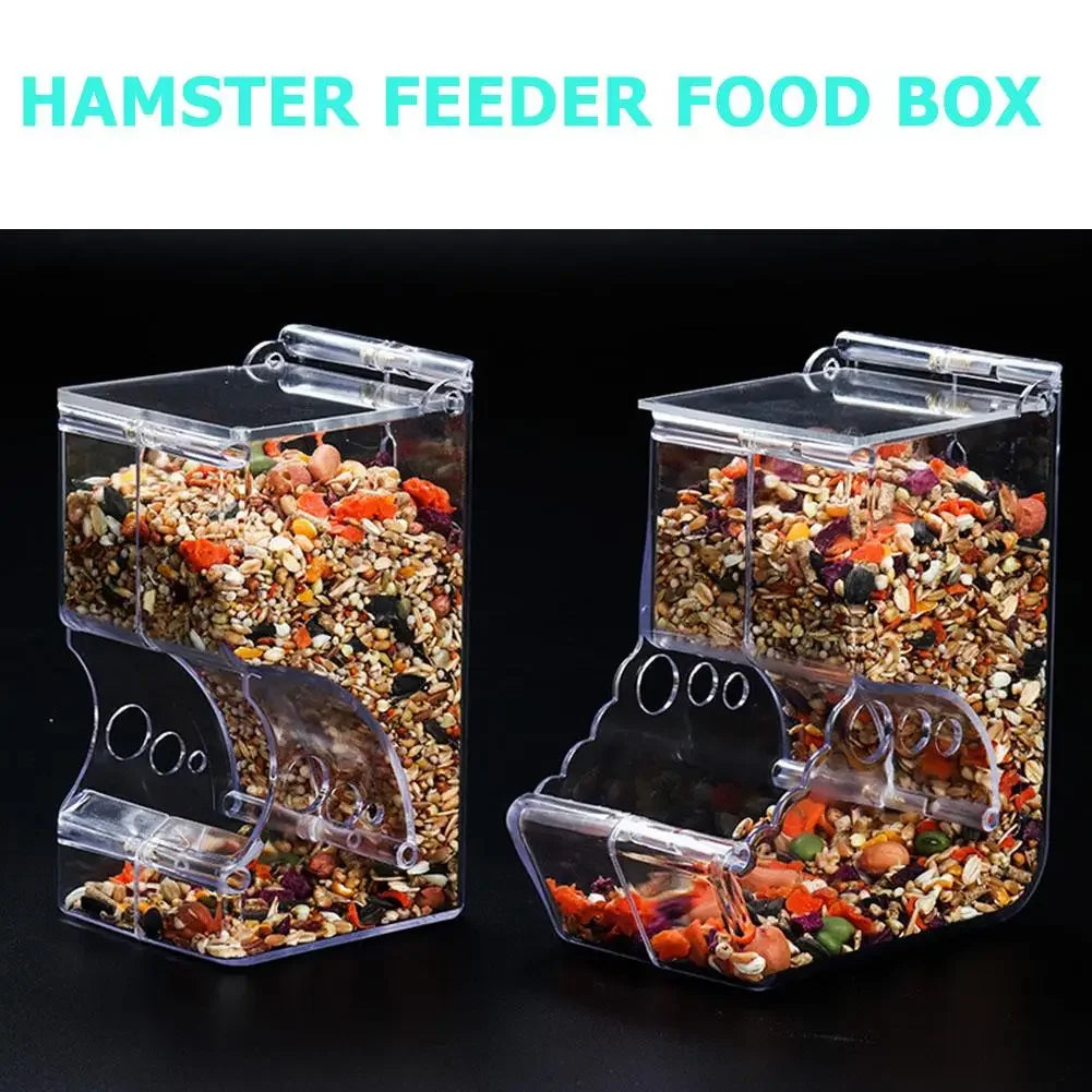 Pet Hamster Rabbit Squirrel Food Dispenser Feeder Plastic Clear Automatic Pet Feeder for Hamster Guinea Pigs Food Bowl Container