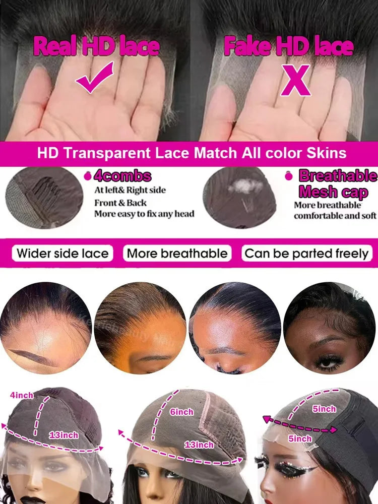 Pre Cut No Glue Bone Straight Glueless Wigs Human Hair 30 40 Inch 13x4 13x6 HD Lace Frontal Wig For Women 100% Human Hair Wigs