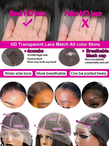 Pre Cut No Glue Bone Straight Glueless Wigs Human Hair 30 40 Inch 13x4 13x6 HD Lace Frontal Wig For Women 100% Human Hair Wigs