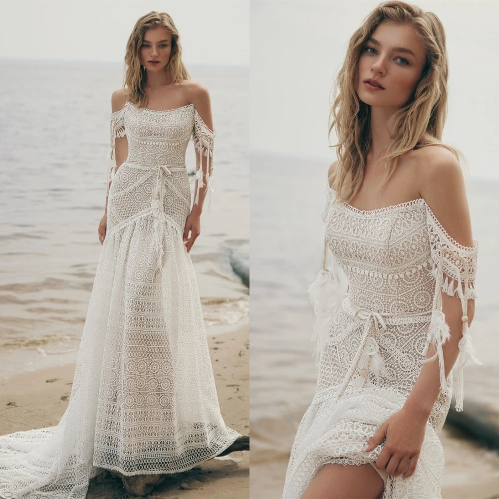 Customized Formal Sexy Temperament Dreamy Romantic Wedding Dress 	 White Lace Wedding Party  Trumpet Sleeveless  Dresses