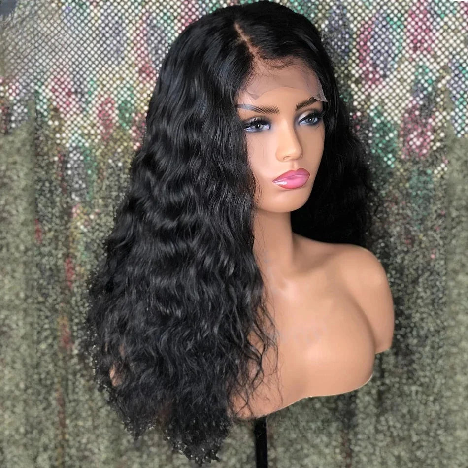 Natural Black 30"Long Kinky Curly Human Hair 13x6 HD Lace Front Wigs Brazilian Free Part Pre plucked with Baby Hair Glueless