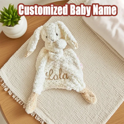 Personalized Embroidery Name Cute Rabbit Organic Cotton Soothing Towel Sleepping Doll for Baby Shower Birth Gift Autumn 2025