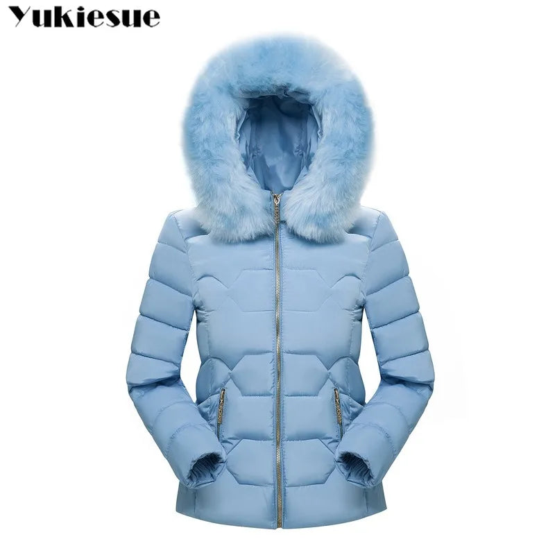 2022 Faux Fur Parkas Women Down Jacket clothes Womens Parkas Thicken Outerwear hooded Winter Coat Female Jacket Cotton padded