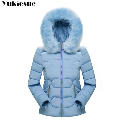 2022 Faux Fur Parkas Women Down Jacket clothes Womens Parkas Thicken Outerwear hooded Winter Coat Female Jacket Cotton padded