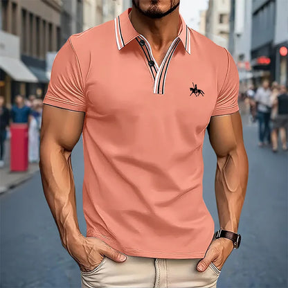 Summer men's short sleeved polo shirt business office lapel shirt Men's sports and casual top European and American plus size