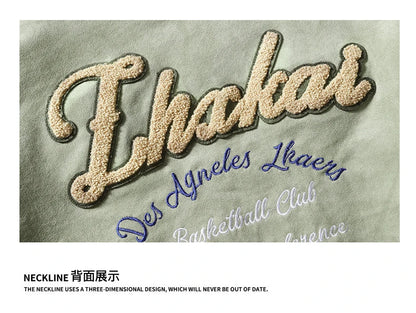 Hip Hop Men's Suede Embroidered Varsity Jacket Color Block Letter Graphic Long Sleeve Baseball Jacket Bomber Coat