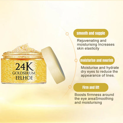24K Gold Face Serum Fade Dark Circles Fine Line Anti Aging Cream Smoothing Nourishes Firming Lifting Brighten Skin Care Essence