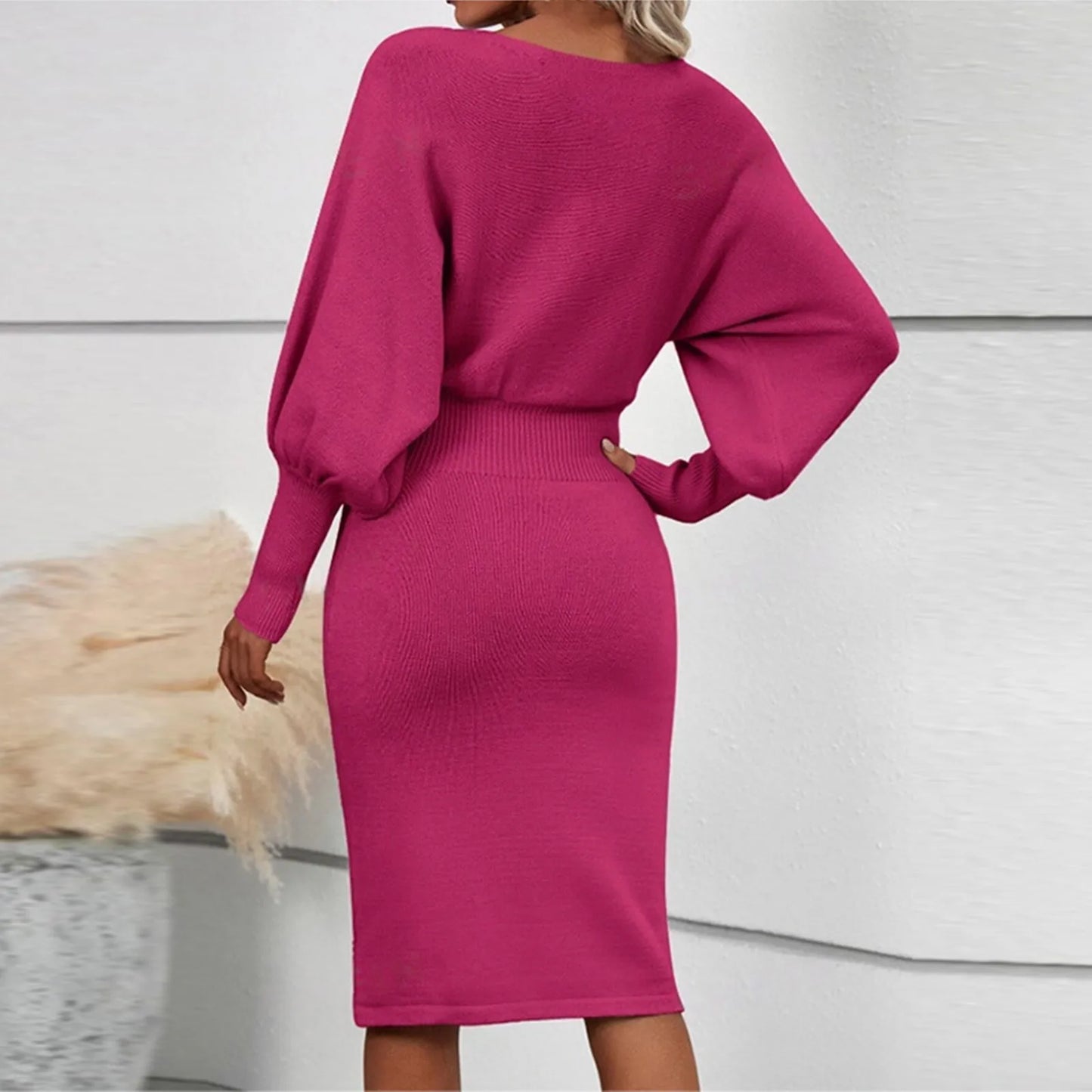 Women Fashion Sexy Slimming Dress Casual Simple Solid Color Bodycon Skirt Female Elegant Temperament Dating Long Sleeve Skirt