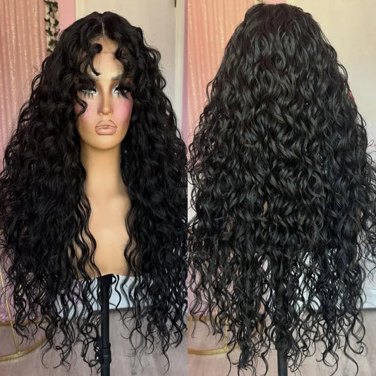 Long Deep Wave Women Wigs 100% Human Hair Jet Black 13x4/13x6 Lace Front Wigs Brazilian Remy Glueless Full Lace Wigs Human Hair