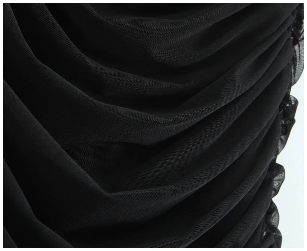 Womens Dress Mesh Ruched Slim Fit Long Spaghetti Strap Elegant Dress Must Have For Elegant Parties And Evening Banquets