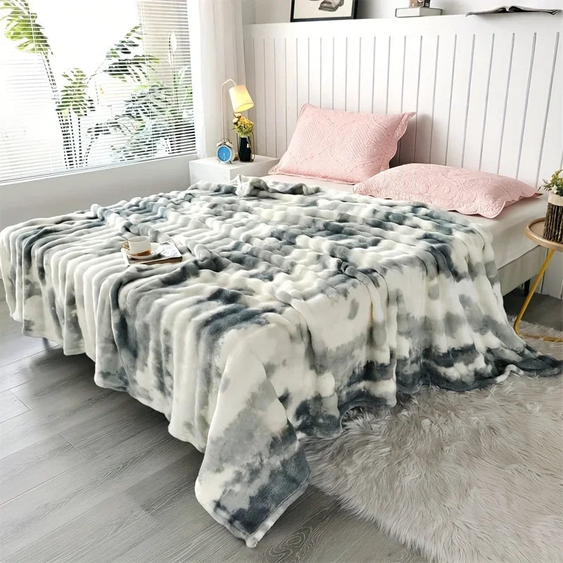 Luxurious Faux Rabbit Fur Bed Blanket - Soft, Thick, and Warm  Throw  All Seasons, Versatile for Sofa, Shawl, Travel, and Gifts