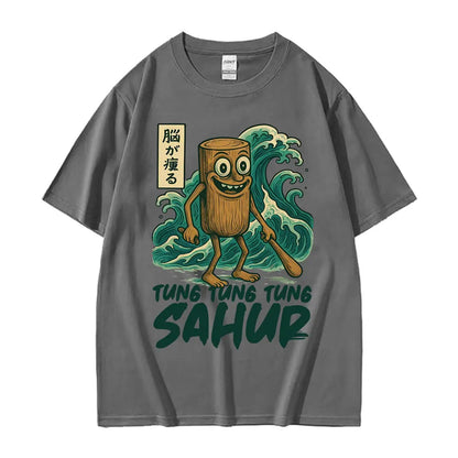 Tung Tung Tung Sahur Baseball Bat T Shirt Funny Italian Brainrot Style Humor Cartoon Tee Shirt Men Women's Summer Cotton T-shirt