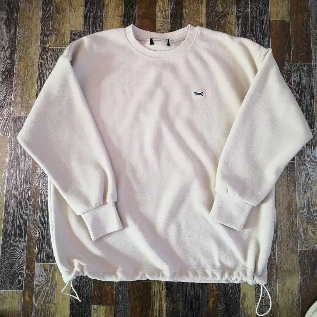 Double-Faced Fleece Sweatshirt with Corded Hemline And Embroidery round Neck Women's Fashion Brand Sweatshirt from Freak's Store