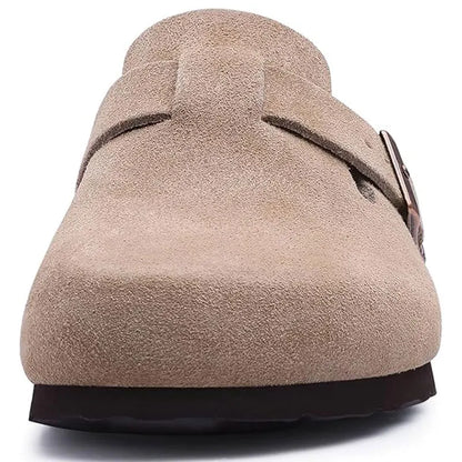 Crestar Fashion Clogs Slippers For Women Classic Suede Men Mules Cork Footbed Leather Potato Shoes With Arch Support Beach Slide