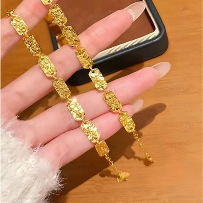 9999 24K real gold store, same style gold, women's bracelet, square plate, beautiful jewelry