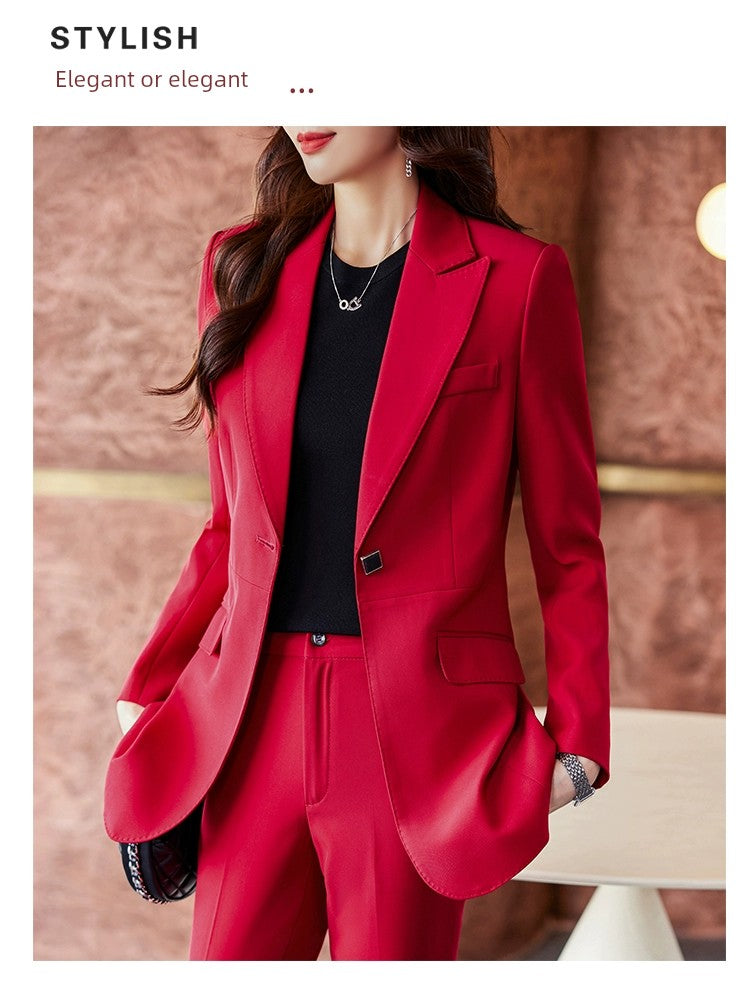 Coat Women's Red Work Clothes Suit Jacket