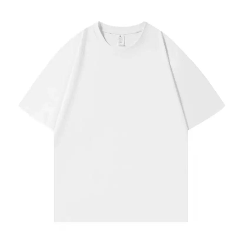 Heavyweight Impermeable 300g Carbon Matte Pure Cotton Thick Short Sleeved T-shirt Men and Women Pure White Simple Base Shirt