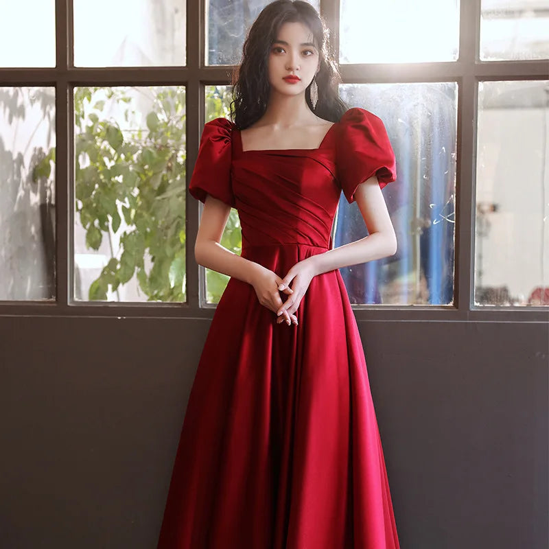 Wedding Dress Party Dresses  New Red Style Retro Bridal Princess Engagement Evening Dress