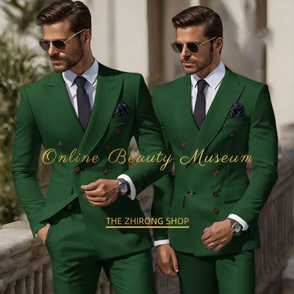 Formal Elegant Stylish Ivory Double Breasted 2 Piece Wedding Suits for Men, Classic Tuxedo Bespoke For Groom Prom Party Dress