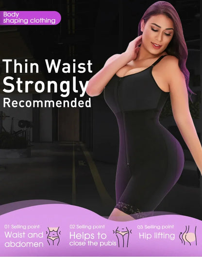 Women's Belly Tummy Control Butt Lifting Zipper Postpartum BodyShaper Fajas Colombian Double Compression Corset Waist Trainer