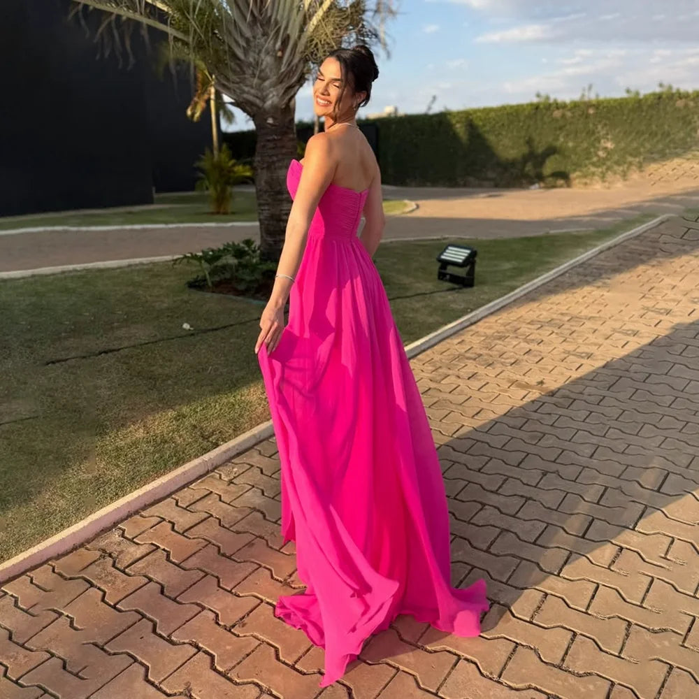 Formal Party Dresses for Women Sweetheart Neck Sleeveless Pleat Chiffon Mermaid Evening Gowns Elegant Long Prom Dress Customized