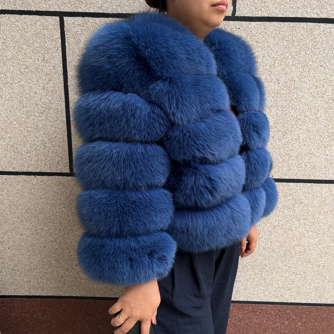 New Real fox fur coat women's winter warm 100% natural fur jacket Short Raccoon fur coat women's  high quality hot sale