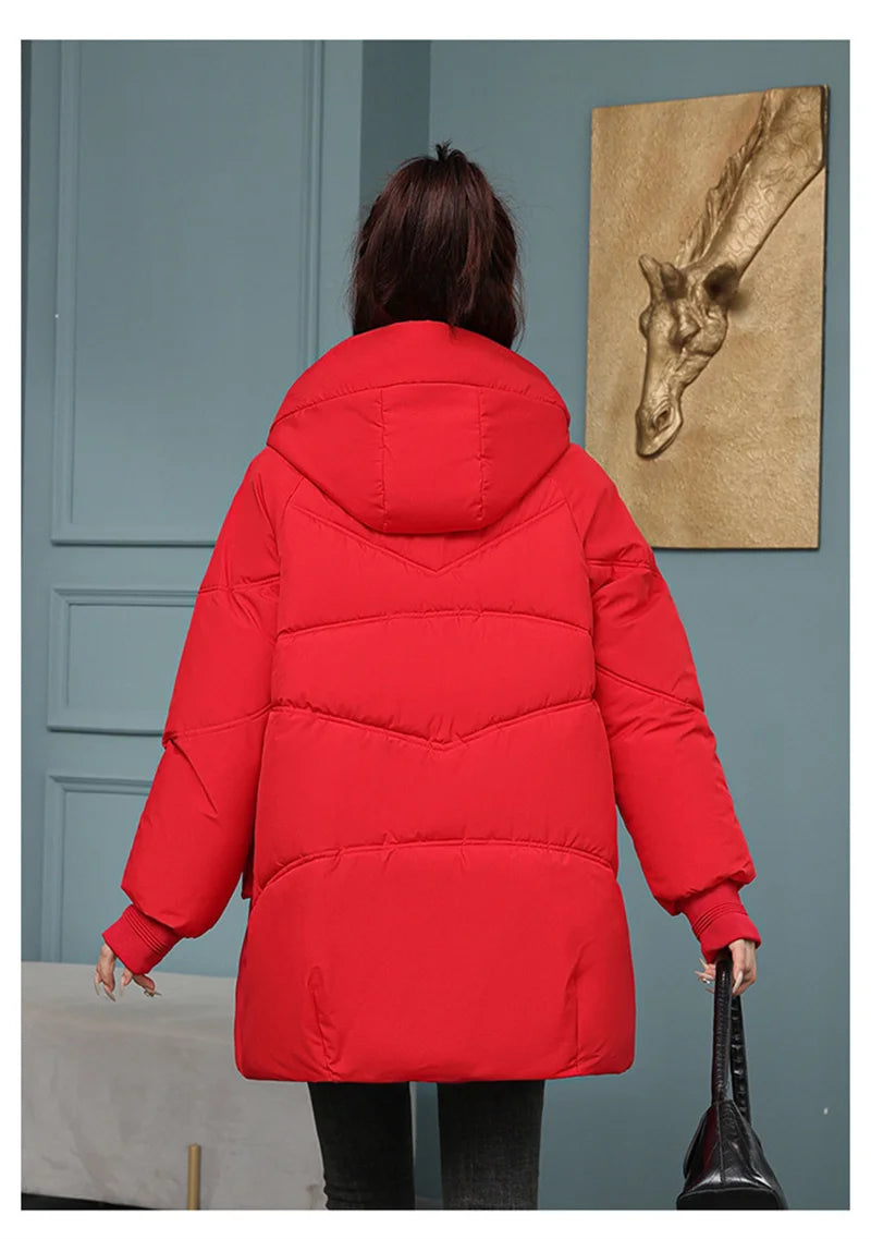 New Winter Women Jacket Coats Long Parkas Female Down Cotton Hooded Overcoat Thick Warm Jackets Windproof Female Outerwear