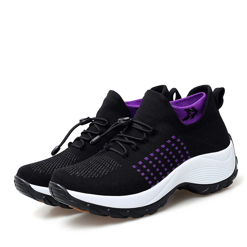 Women Walking Shoes Breathable Fly Weaving Sneakers Non Slip Casual Shoes 7 Color Size 35-45
