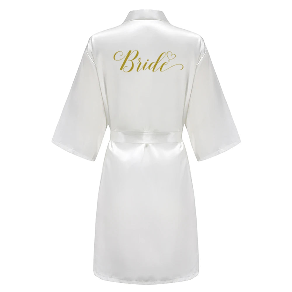 Wedding Bride Bridesmaid Robe Dressing Gown Sexy Women Bathrobe Nightgown Short Sleepwear Casual Flower Kimono Geisha M L XL