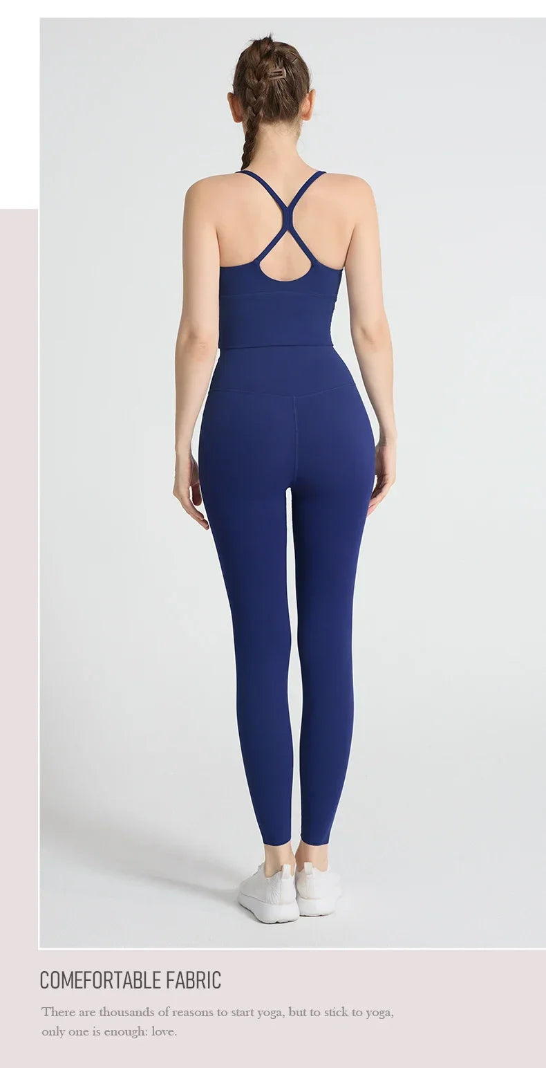 2-piece Yoga Suit Women Sportswear Fitness Set Cross back Yoga Tops A High Waist Leggings Pilates Fitness Sports Clothing👚👚