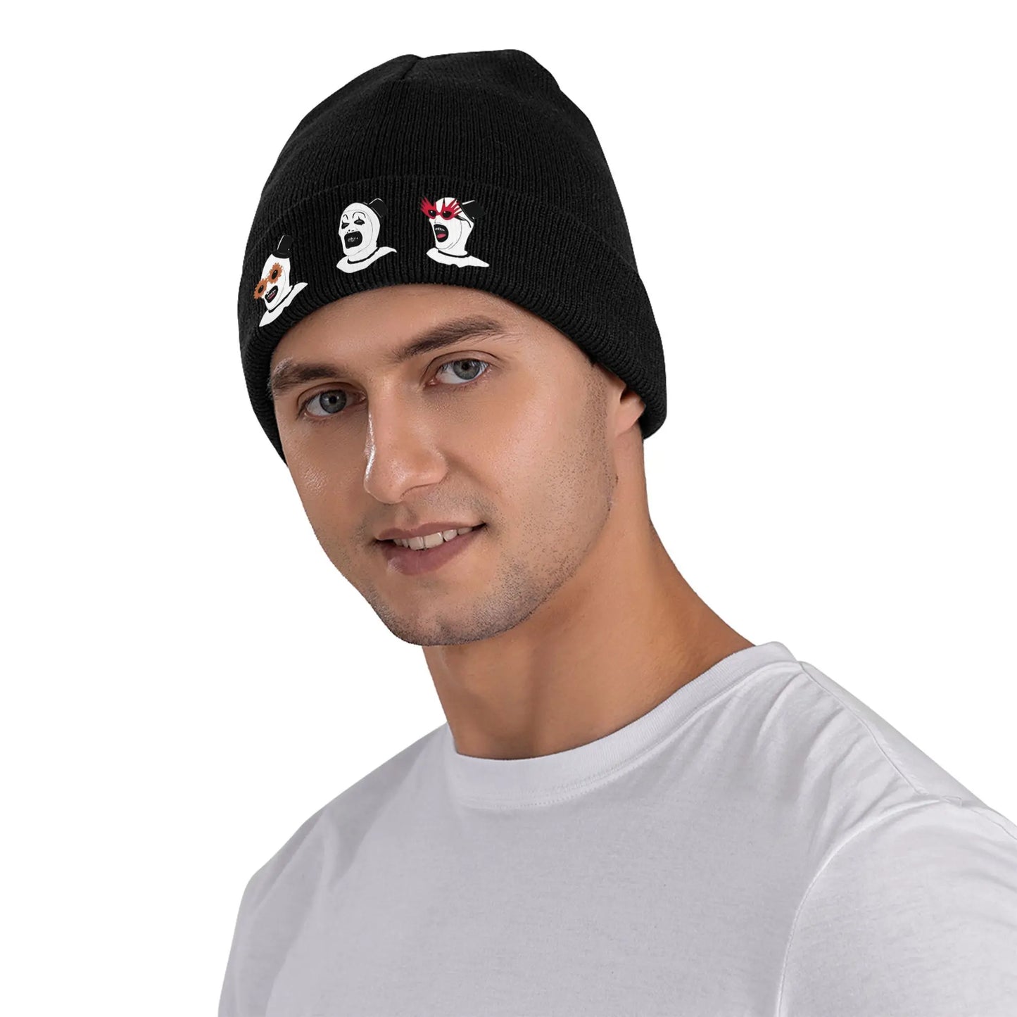 Funny Terrifier Horror Scream Movies Knitted Caps Women's Men's Beanies Winter Hat Acrylic  Crochet Melon Cap
