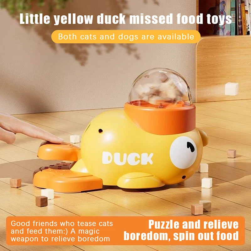 【E】Pet Snack Feeder Dog Food Dispenser Automatic Feeder Puppy Cartoon Duck Whale Design Used To Train Cats Accessories Supplies