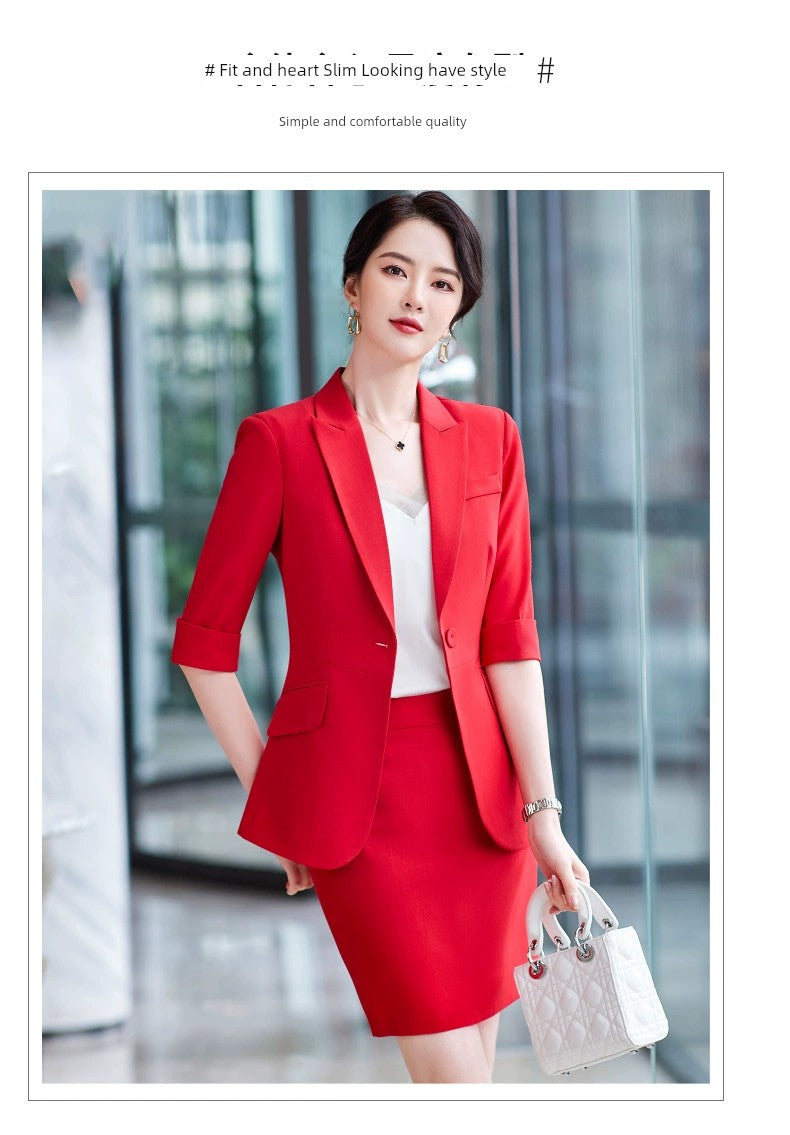 Red Summer New Elegant Hotel Manager Small Suit
