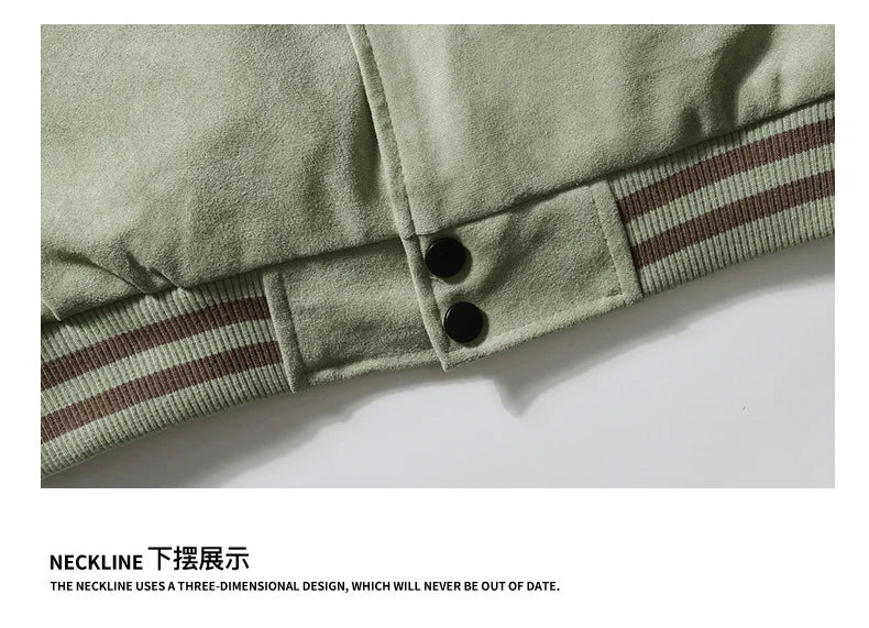 Hip Hop Men's Suede Embroidered Varsity Jacket Color Block Letter Graphic Long Sleeve Baseball Jacket Bomber Coat